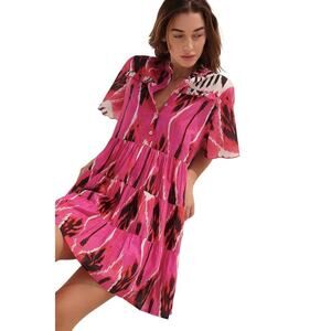 Ro's Garden Vibeka Cotton Dress Button Pink Anthropologie Tuckernuck Extra Large